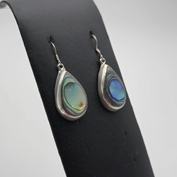 Sterling Silver Abalone Shell Large Earrings A3844 - Picture 2 of 6